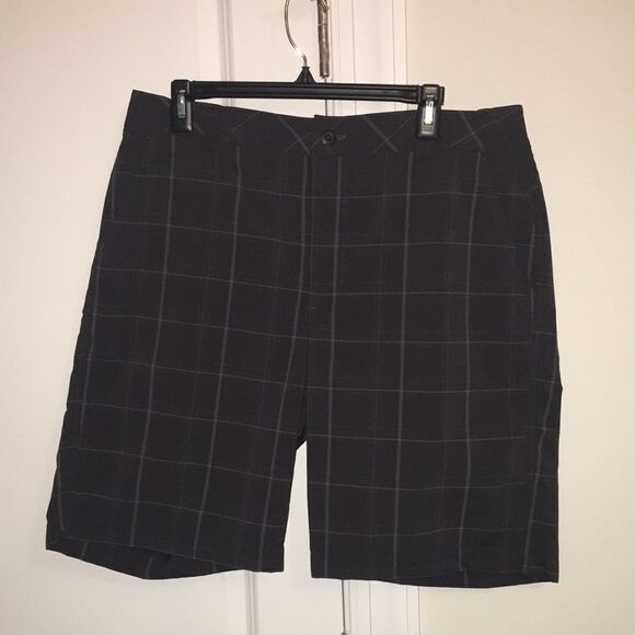 Performance Gray Blue Plaid Check Tartan flat front under Armour golf shorts 34 - Picture 1 of 5